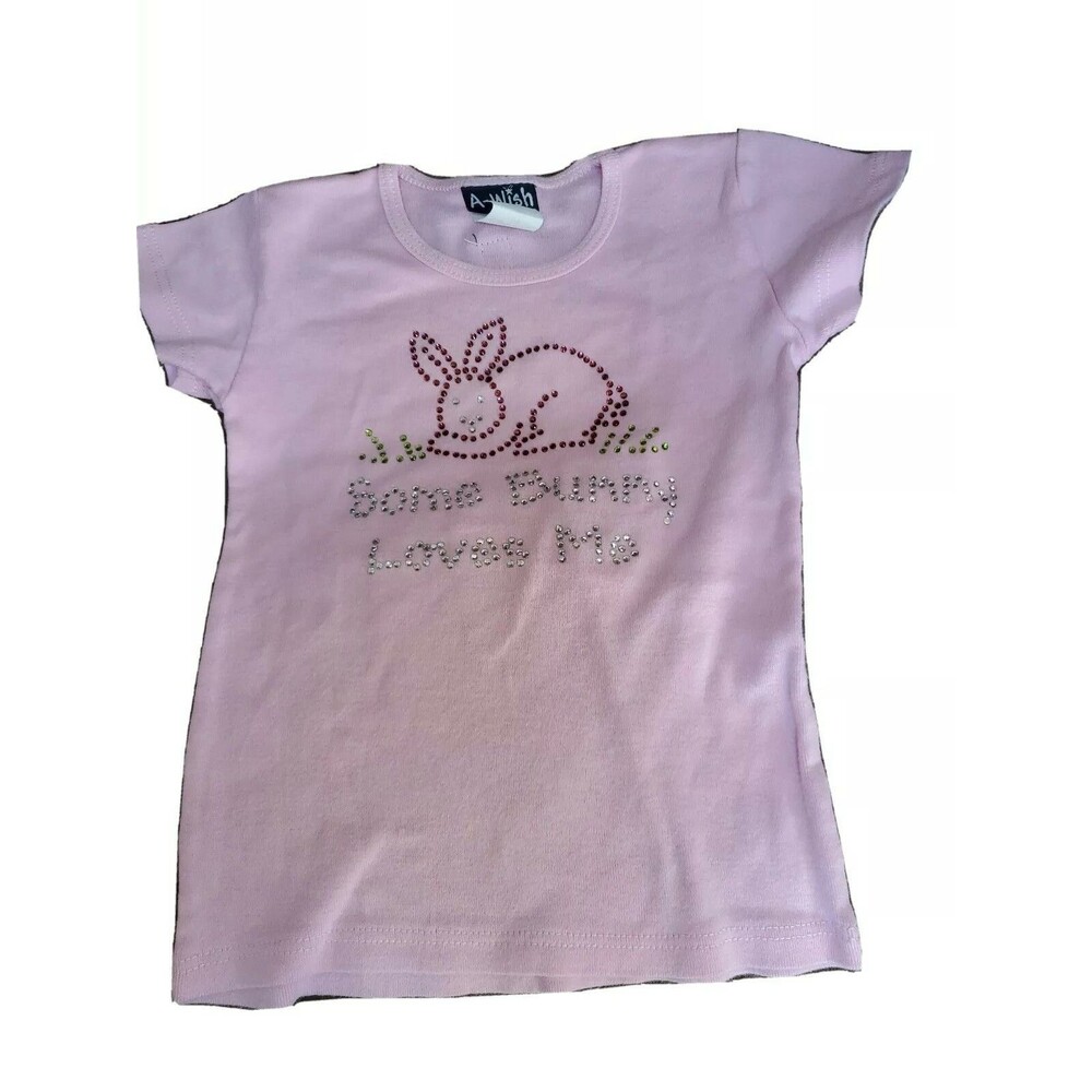 Girl's 3t A Wish Some Bunny Loves Me pink t shirt Easter